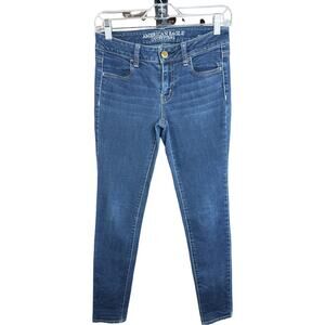 American Eagle Blue Denim Jeggings Womens 2 Skinny Leg Stretch